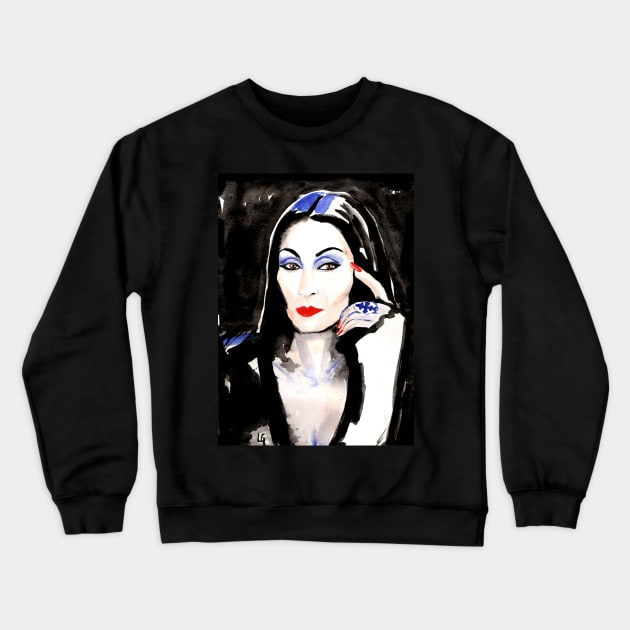 Morticia Addams Crewneck Sweatshirt by LauraGomez